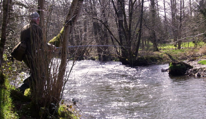 Pêche à la truite dans l'Yonne, sous le barrage de Pannecière