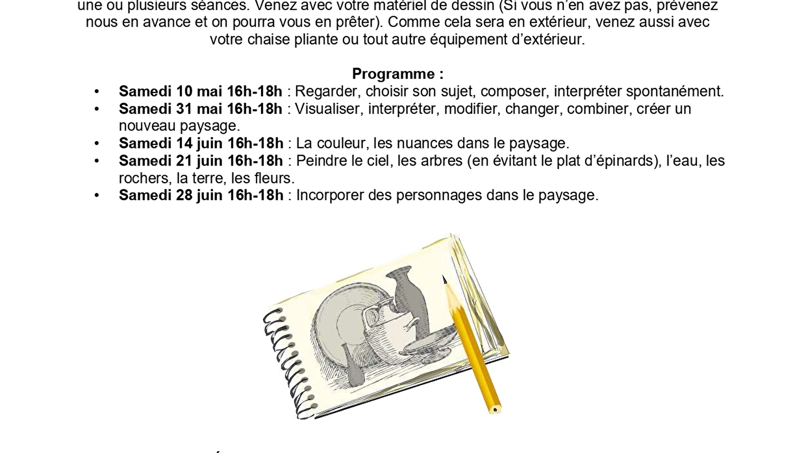 CYCLE D’ATELIERS DE DESSIN