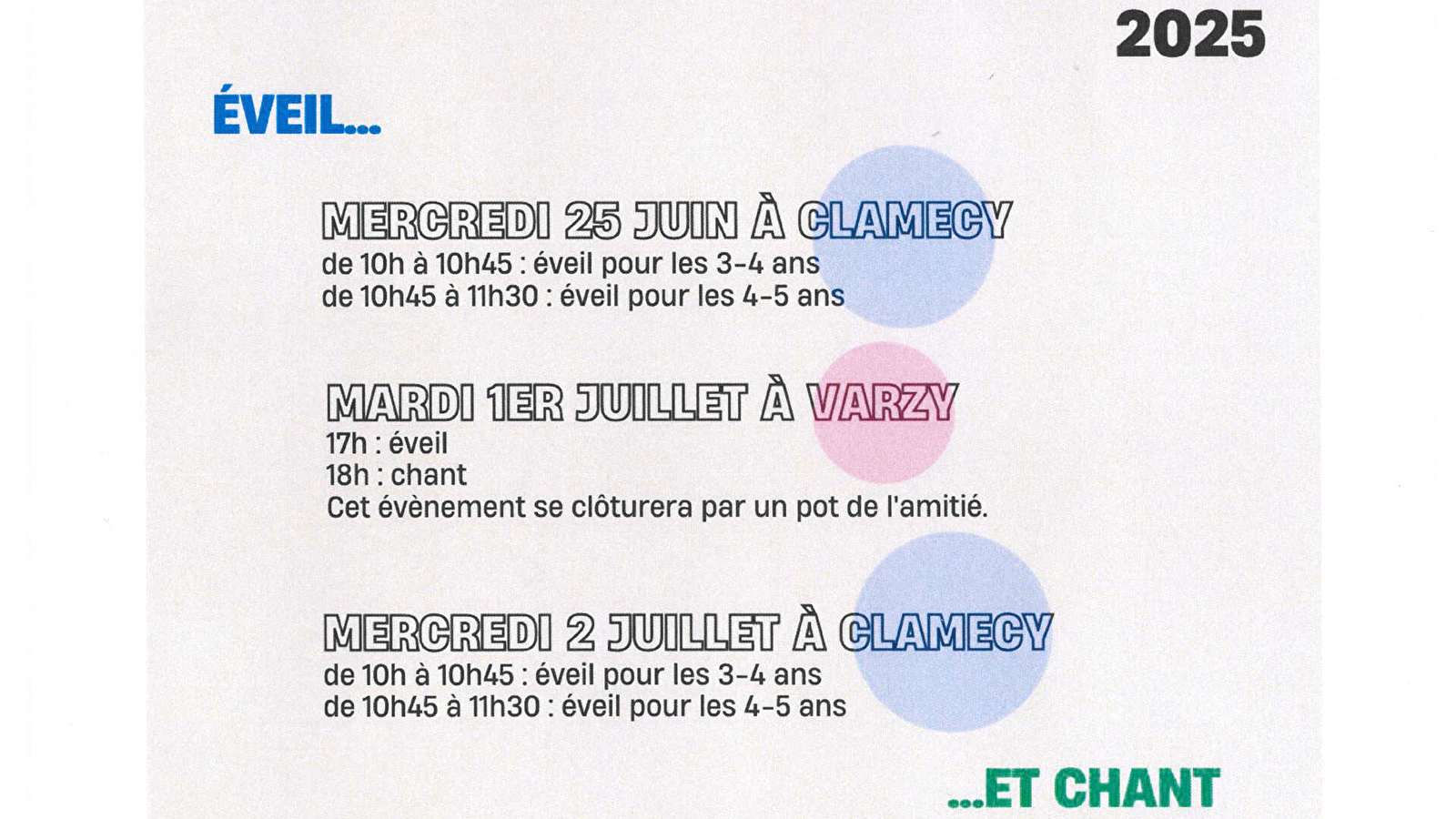 Portes ouvertes, classe de Delphine Doublot : éveil pour les 3-4 ans et pour les 4-5 ans.