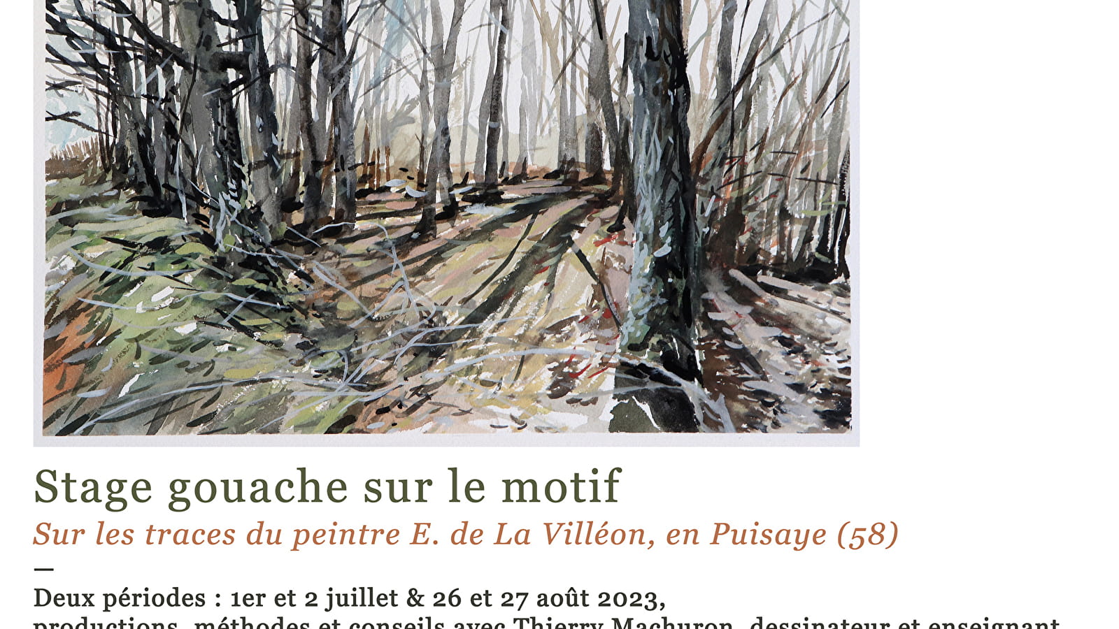 Stage peinture gouache sur le motif