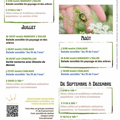 Calendrier ateliers et sorties 2023